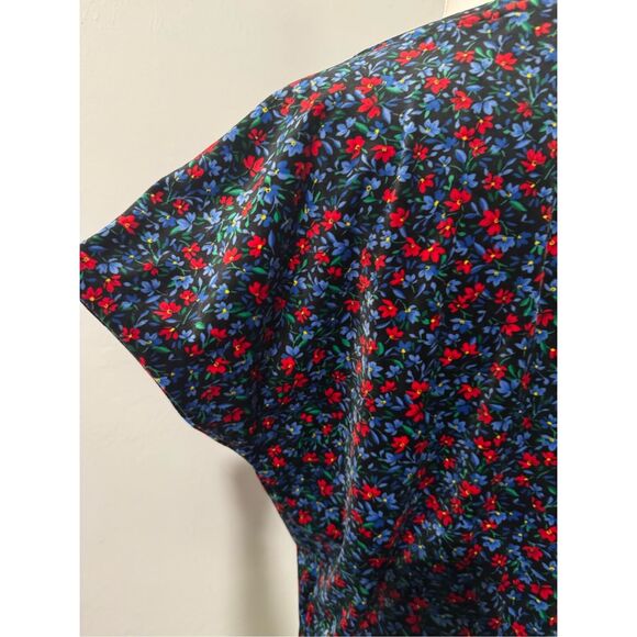 Loft Floral Velvet Dolman sleeve v- neck top M - Picture 4 of 6